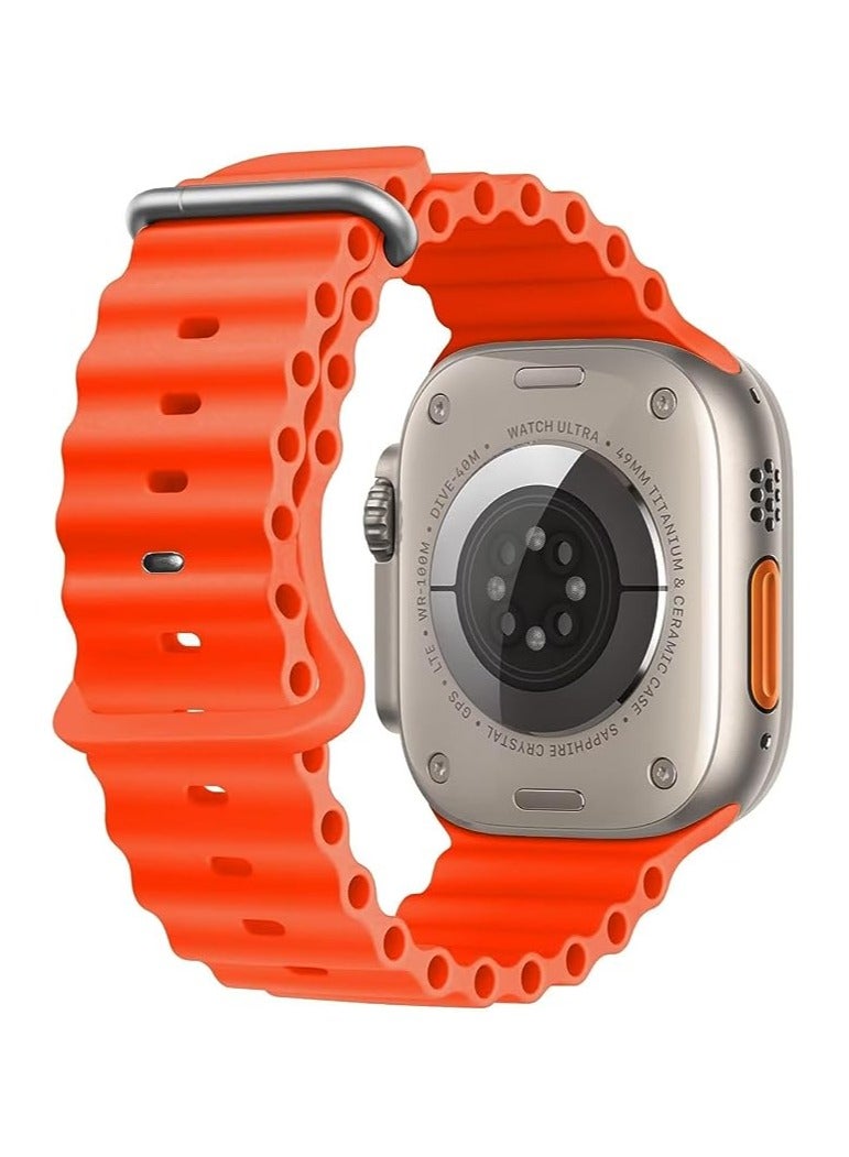 Soft Silicone Ocean Band Compatible With Apple Watch Ultra Band 49mm,45mm,44mm,42mm For Men Women High-Quality Adjustable Bands - Image 2