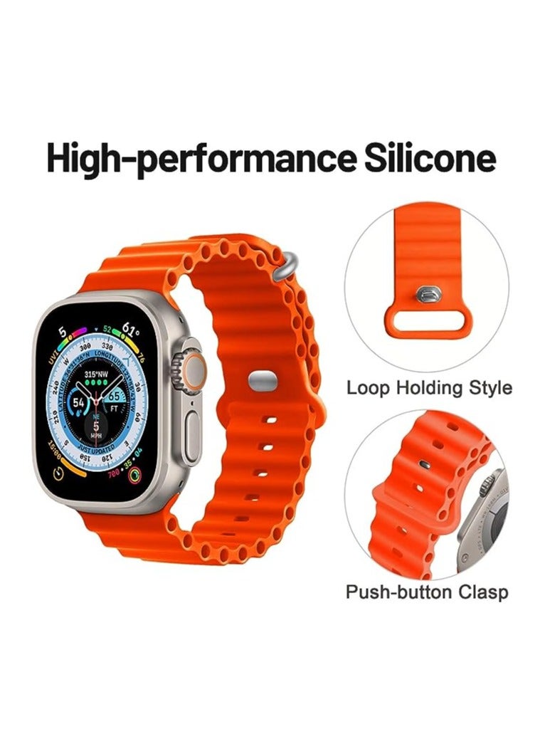 Soft Silicone Ocean Band Compatible With Apple Watch Ultra Band 49mm,45mm,44mm,42mm For Men Women High-Quality Adjustable Bands - Image 3