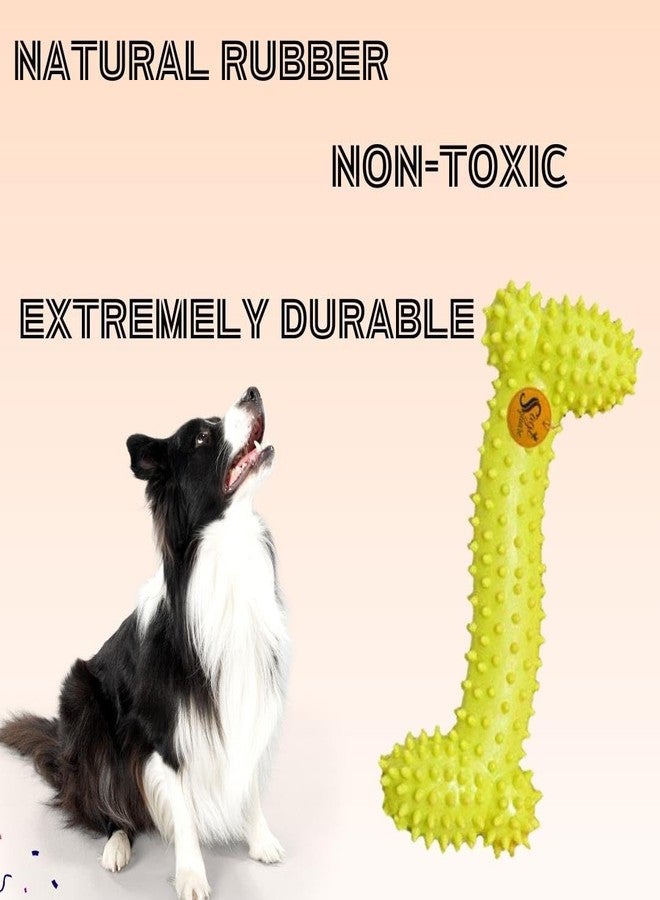 سايج سكوير لعبة مضغ على شكل عظمة من المطاط الطبيعي من سيج سكوير - متينة وآمنة للكلاب والجراء والقطط والقطط الصغيرة - جودة ومتانة في كل قضمة، اللعبة المثالية للمضغ ووقت اللعب (أصفر) - Image 3