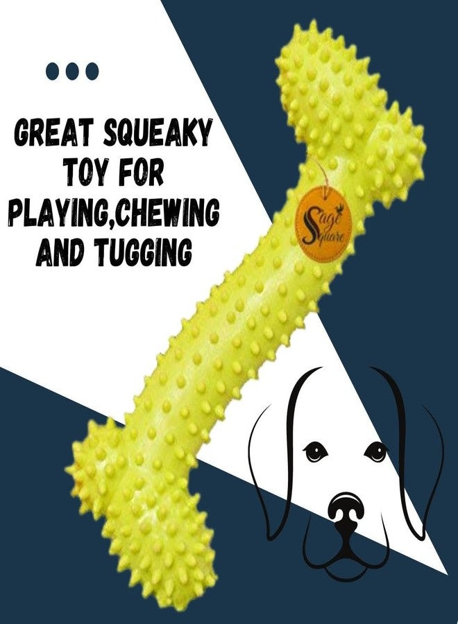 سايج سكوير لعبة مضغ على شكل عظمة من المطاط الطبيعي من سيج سكوير - متينة وآمنة للكلاب والجراء والقطط والقطط الصغيرة - جودة ومتانة في كل قضمة، اللعبة المثالية للمضغ ووقت اللعب (أصفر) - Image 4