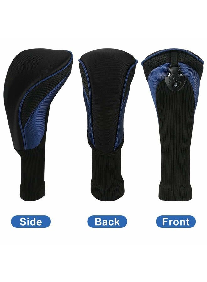 Number-One Golf Club Head Covers for Fairway Woods Driver Hybrids, 3Pcs Long Neck Mesh Golf Club Headcovers Set with Interchangeable No. Tags 3 4 5 6 7 X (Blue) - Image 2