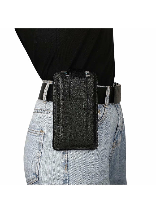 Dual Pouch Leather Two Mobile Phone Bag Hanging Belt Clip Case Holster For iPhone 16 15 13 12 Pro Samsung S24 S23 S22 Redmi Oppo Men Waist Pack Holder