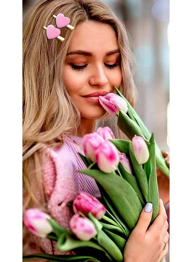 CEALXHENY 8Pcs Heart Hair Clips For Women Girls Valentine'S Red Heart Hairpins Gifts (8Pcs Velvet Clip) - Image 3