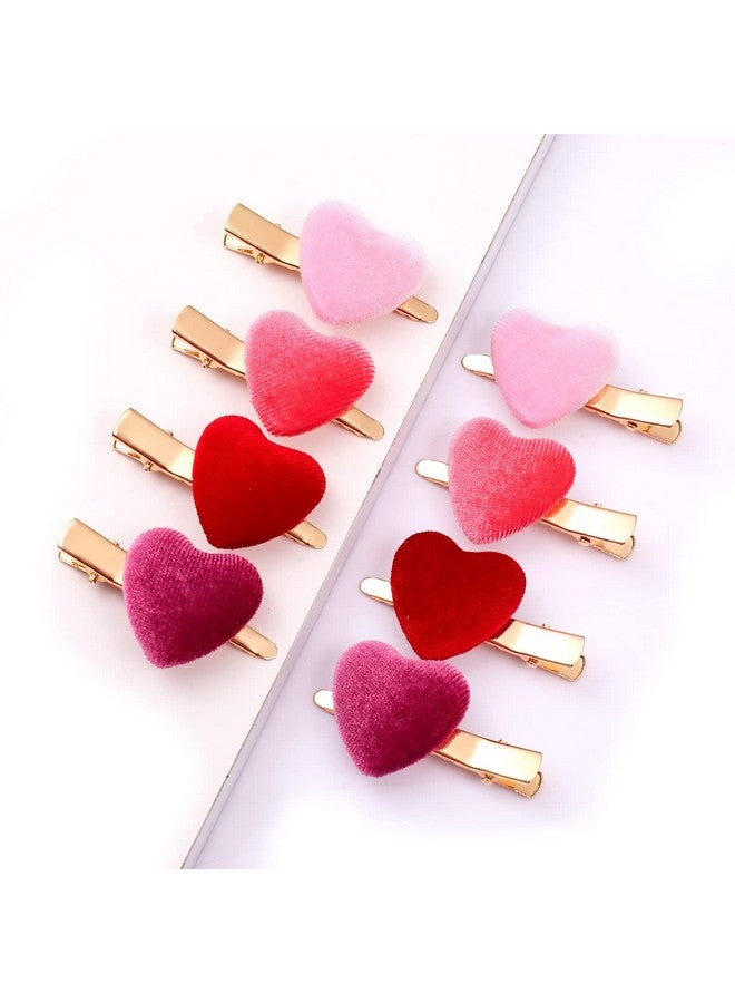 CEALXHENY 8Pcs Heart Hair Clips For Women Girls Valentine'S Red Heart Hairpins Gifts (8Pcs Velvet Clip) - Image 5