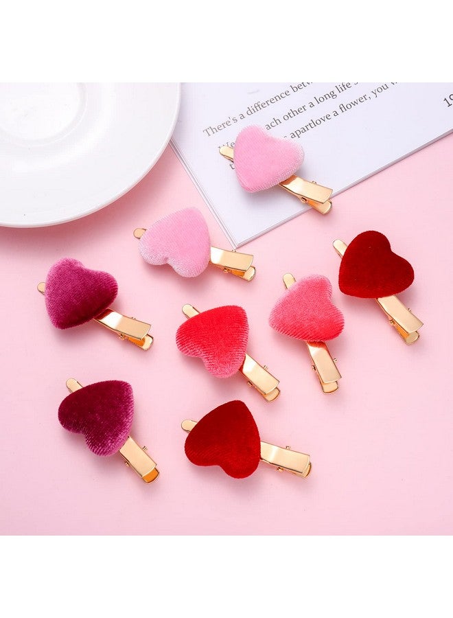 CEALXHENY 8Pcs Heart Hair Clips For Women Girls Valentine'S Red Heart Hairpins Gifts (8Pcs Velvet Clip) - Image 4