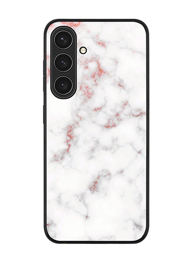 Stylizedd Rugged Black edge case for Samsung Galaxy S24 Plus, Slim fit Soft Case Flexible Anti Drop TPU Gel Thin Cover- Marble Print Rose Grey - Image 1