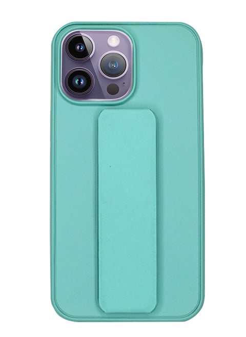 Fully Covered With Finger Grip Stand Holder Anti Slip Shockproof Protective Case Cover For Apple iPhone 14 Pro Max Light Green
