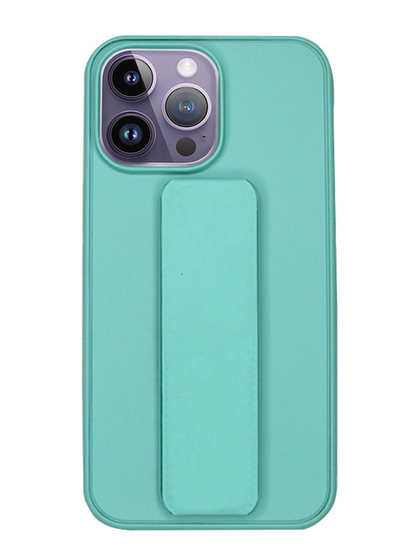 Theodor - Fully Covered With Finger Grip Stand Holder Anti Slip Shockproof Protective Case Cover For Apple iPhone 14 Pro Max Light Green - Image 1