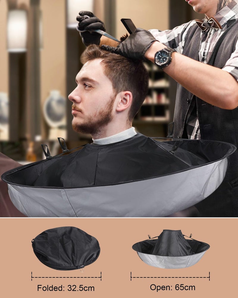 Lictin Hair Cloak - Black Waterproof Foldable Barber Cape Apron, Professional Haircut Cape with 1PCS Comb - Image 2
