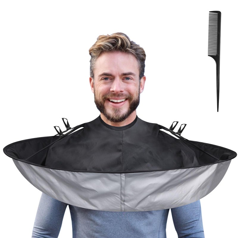 Lictin Hair Cloak - Black Waterproof Foldable Barber Cape Apron, Professional Haircut Cape with 1PCS Comb - Image 1