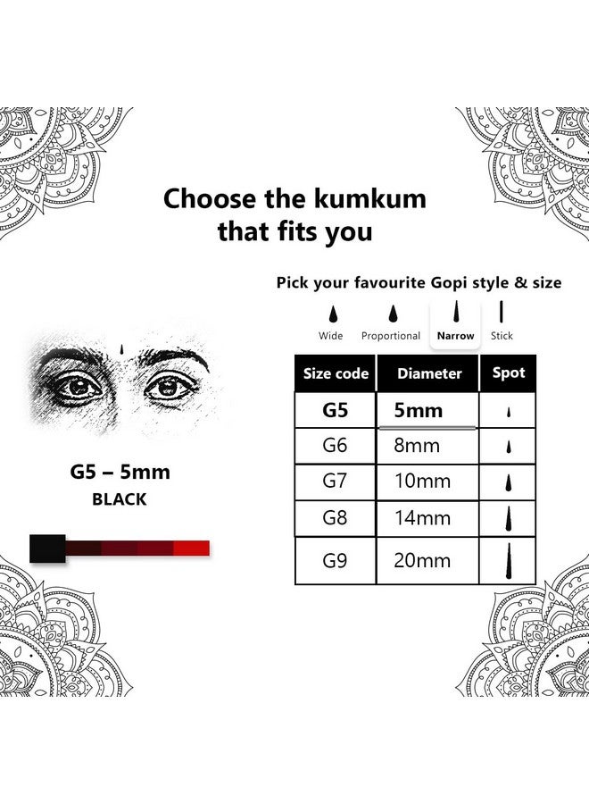 Eyetex Pallavi Sticker Bindi/Pottu|Gopi/Tilak|Aloe Vera & Papaya Extracts|Breathable Non-Irritating Velvet Fabric|G5|Black|20 Flaps - Image 4