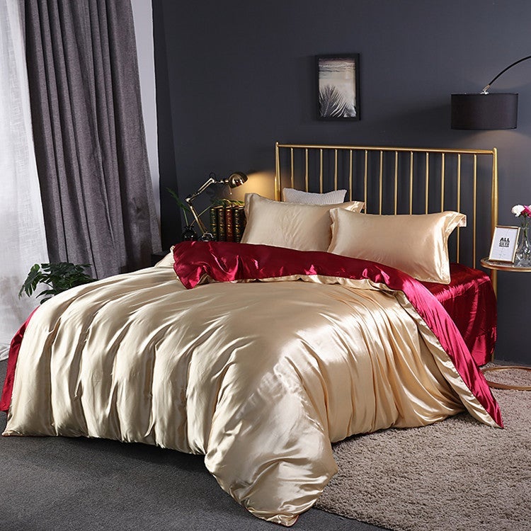 Washed Silk Four-Piece Set Silky Silk Quilt Cover Bed Sheets Ice Silk Bed Sheets 1.8M Bedding Dropshipping - Image 4