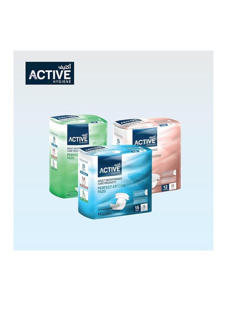 آكتف حفاضات للكبار للتحكم النشط في سلس البول، مقاس متوسط ​​(70-110 سم)، عبوة من 12 قطعة - Image 2