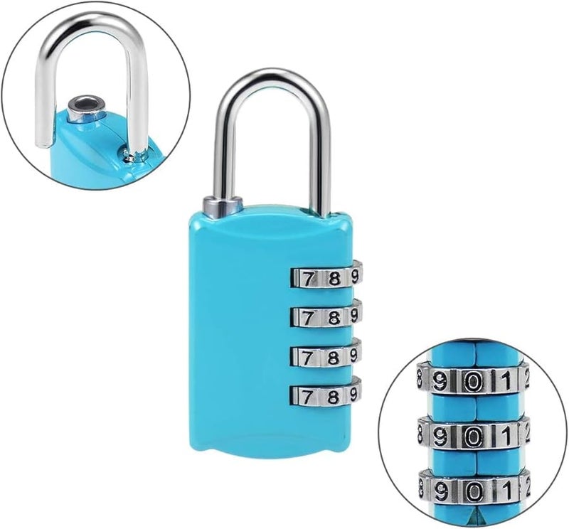 4 Digit Combination Padlock Blue 4mm Steel Shackle Code Lock - Image 3