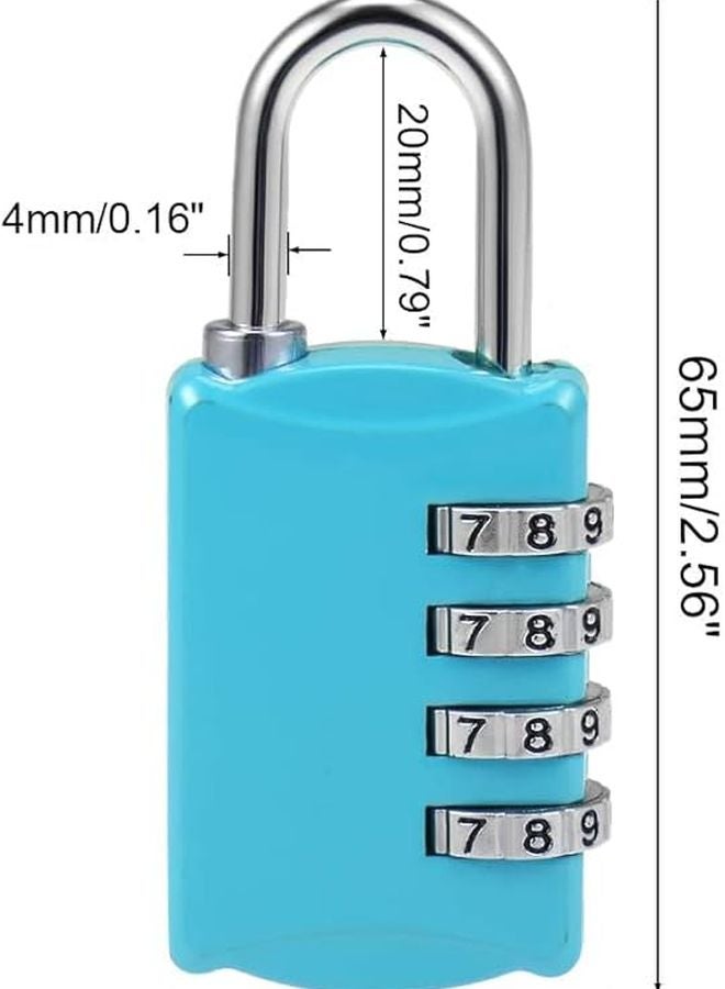 4 Digit Combination Padlock Blue 4mm Steel Shackle Code Lock - Image 1