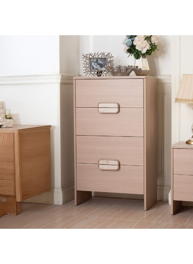 DANUBE HOME Danube Home Travvy Chest Of 4 Drawer With Travertine Stone Top Multifunctional Storage Organiser|Space Saving Drawer Chest Modern Design Furniture For Bedroom Living Room L70Xw40Xh120Cm-Dark Beige  - Image 1