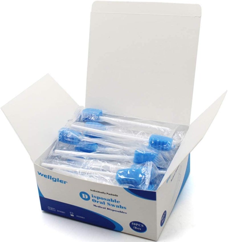 wellgler Disposable Oral Care Swabs Tooth Cleaning Mouth Swabs (50pcs blue) - Image 1