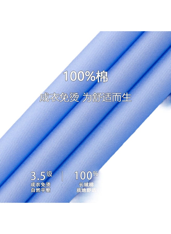 FIRS Non-Iron Long Sleeve Cotton Casual Business Wrinkle-Resistant Shirt For Men Light Blue Size 40 - Image 3