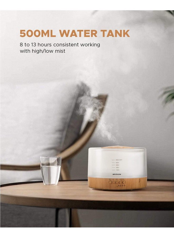 MUSON - Essential Oil Diffuser Sound Machine Combo Diffuser For Aromatherapy Fragrant Oil Cool Mist Humidifier With Natural Sound Music & Warm Night Light Auto Shutoff White - Image 1