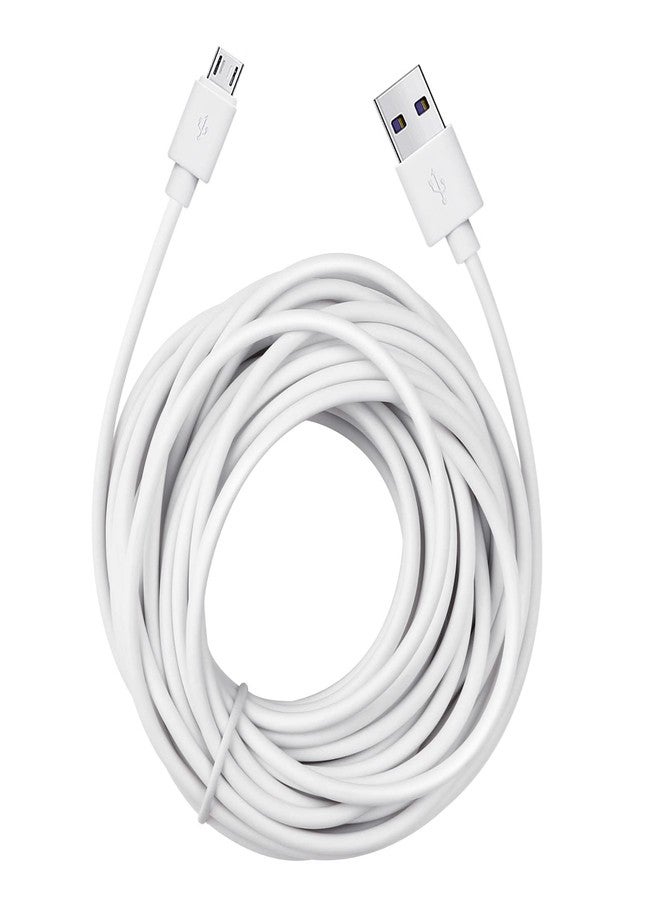 Smays 26 ft Micro-USB Extension Cable Replacement for Security Cameras (Kasa, Blink Mini, Wyze Cam, Yi, Zmodo) & Oculus Go - Extra Long Power Cord, White - Image 1