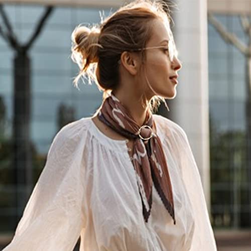 DHATMYC 2PCS Silk Scarf Ring Clip for Women T-shirt Tie Clips Clothing Ring Wrap Holder Fashion Round Circle Clip Belt Buckle (Gold+Silver) - Image 2