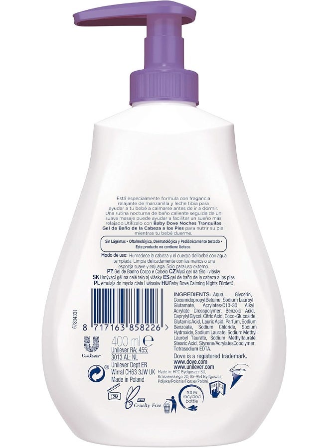 Baby Dove Baby Dove Calming Moisture Sensitive Skin Night Time Wash, 3 Pack Hypoallergenic and Tear-Free Bath Wash, Scented, Suitable for Newborns, 400 ml (3x 13.52 oz)  - Image 2