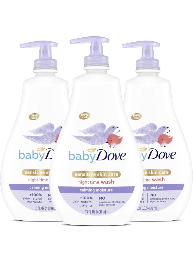 Baby Dove Baby Dove Calming Moisture Sensitive Skin Night Time Wash, 3 Pack Hypoallergenic and Tear-Free Bath Wash, Scented, Suitable for Newborns, 400 ml (3x 13.52 oz)  - Image 1