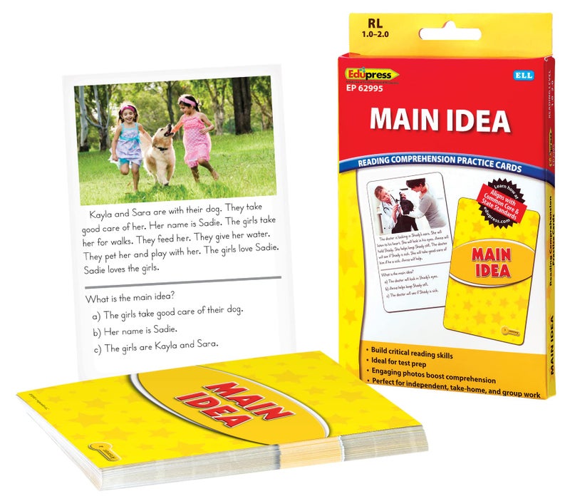 Edupress Reading Comprehension Practice Cards, Main Idea, Yellow Level (EP62995),Medium - Image 1