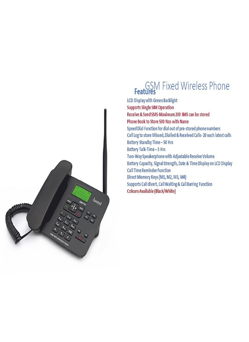 Beetel - Beetel F1K GSM Fixed Wireless Phone, Support Quad band 2G,LCD Display,Speed Dial,Two way Speaker phone & Adjustable Volume,Supports Hotline Function,Alarm,4 Direct Memory Keys,Basic Calculator (Black) - Image 1