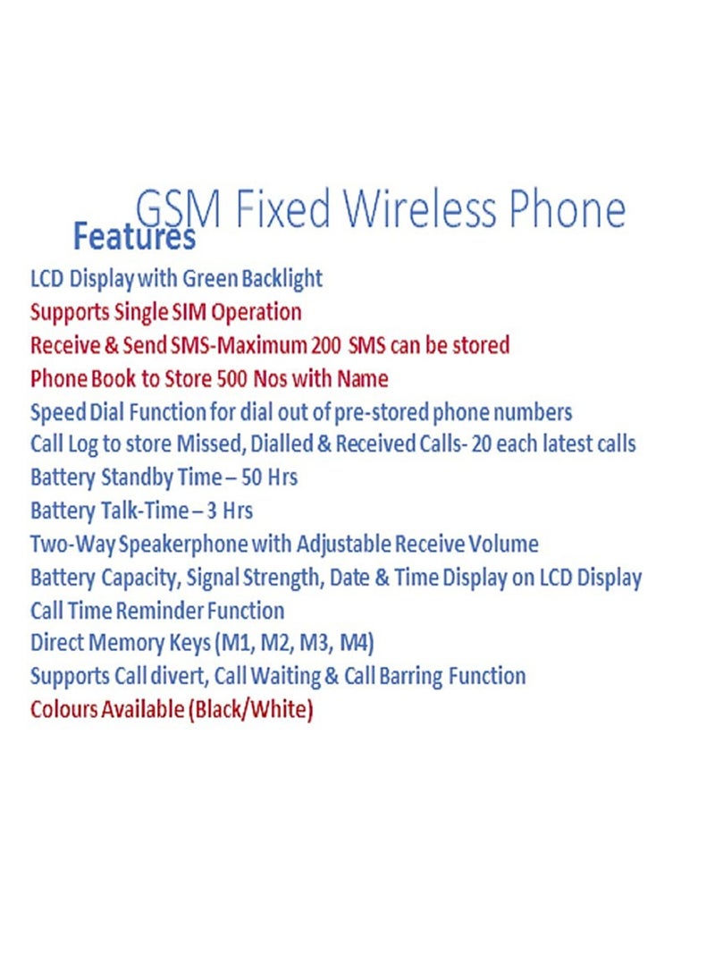 Beetel - Beetel F1K GSM Fixed Wireless Phone, Support Quad band 2G,LCD Display,Speed Dial,Two way Speaker phone & Adjustable Volume,Supports Hotline Function,Alarm,4 Direct Memory Keys,Basic Calculator (Black) - Image 1