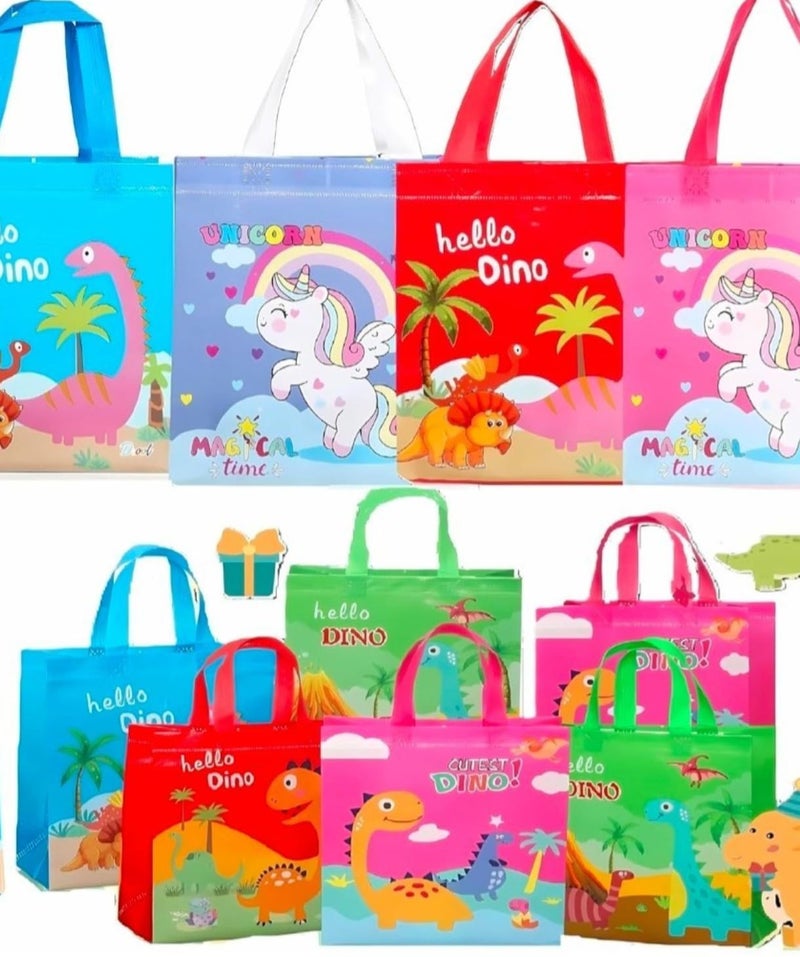 VRB Dec 12pcs Return Gift Bags For Kids,return gift bags for kids birthday & used for gifts for 6-12 For Age 8 12 3 4 5. (Multicolor) (12 Pcs Dino Theme Bag) - Image 1