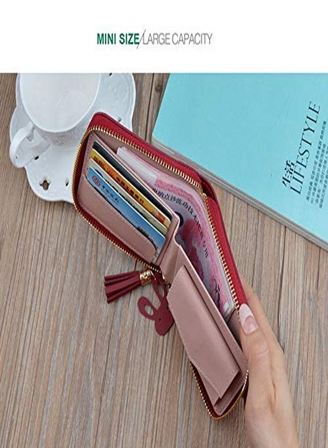 MOCA Womens Girls Ladies Female Short Mini Small Clutch Wallet Coin Purse Debit Credit Card Cash Holder Wallets for Womens Women's Ladies Girls (Pink) - Image 4