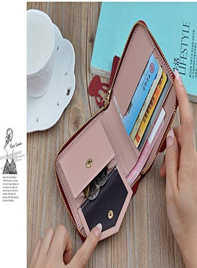 MOCA Womens Girls Ladies Female Short Mini Small Clutch Wallet Coin Purse Debit Credit Card Cash Holder Wallets for Womens Women's Ladies Girls (Pink) - Image 3