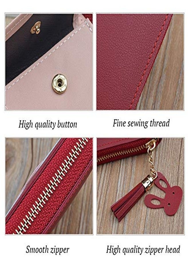 MOCA Womens Girls Ladies Female Short Mini Small Clutch Wallet Coin Purse Debit Credit Card Cash Holder Wallets for Womens Women's Ladies Girls (Pink) - Image 5