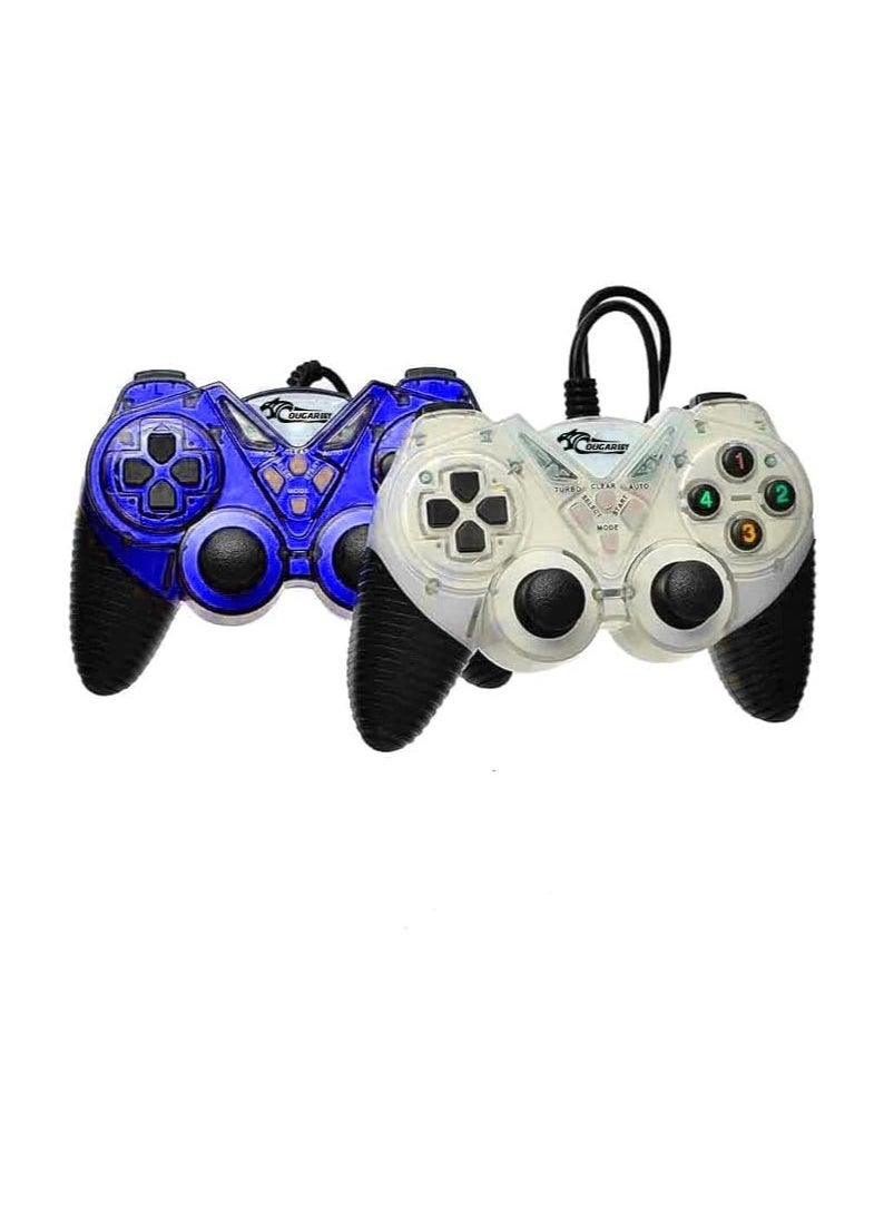 Cougar - COUGAR-EGY (9082) USB Wired Double Gamepad Turbo Controller with Vibration Function For PC or Laptop, 1.5 Meter (BLUE&WHITE) - Image 1