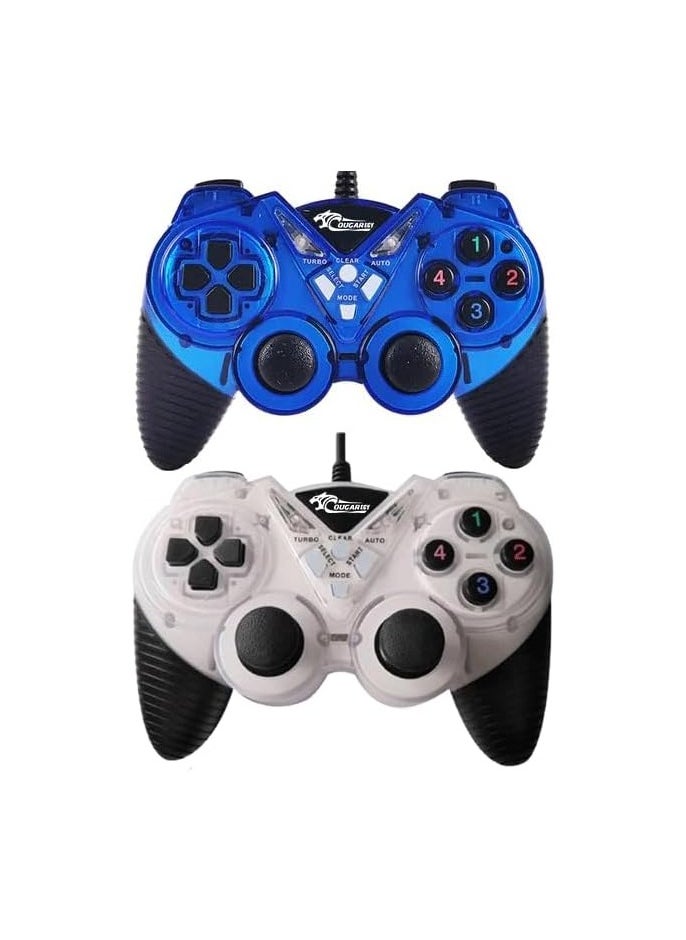 Cougar - COUGAR-EGY (9082) USB Wired Double Gamepad Turbo Controller with Vibration Function For PC or Laptop, 1.5 Meter (BLUE&WHITE) - Image 1
