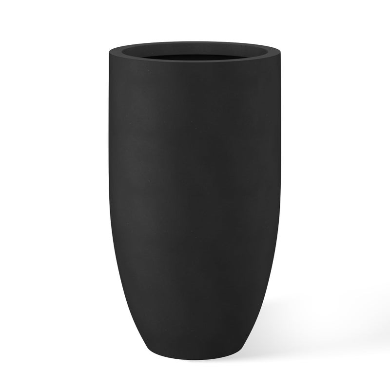 Kante 24 Inch Tall Round Concrete Planter, Large Indoor Outdoor Plant Pots with Drainage Hole and Rubber Plug, Modern Decorative Garden Pots for Home Patio Porch, Black - Image 1