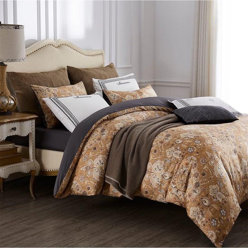 Cupocupa King Size Comforter Set Floral 3 Pieces Comforter Sets UltraSoft Lightweight King Comforter Floral Bedding Set for All Seasons ASLDK