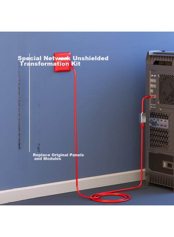 Haile Internal And External Network Adapter Dedicated Network Patch Cable Ht-913a Anti-dual Network Anti-mixing Anti-regulation 2 Meters Red - Image 2