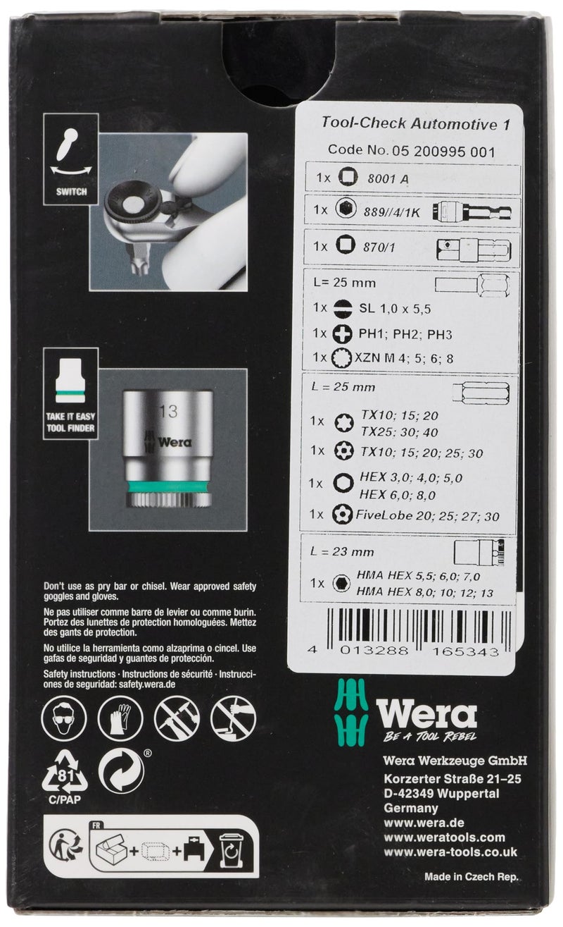 Wera TOOL-CHECK AUTOMOTIVE 1 BITS ASSORTMENT RATCHET + SOCKETS - Image 5