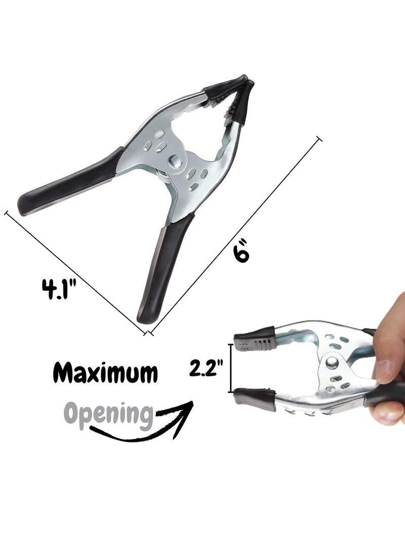 SOLARAE Spring Clamps, 6" inch Spring Clamp Large Super Heavy Duty Spring Metal, Heavy Duty Clamps, Heavy Duty Clasp, Spring Metal Clamps, Heavy Duty Clips Clamp, Hand Clamps-Black, 2 Pack - Image 3