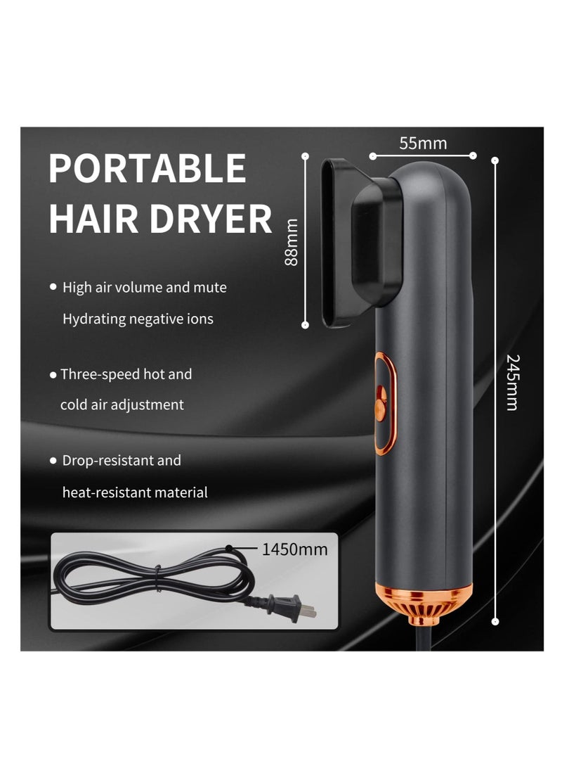 Y&D Hair Dryer with Comb Compact Ionic Blowdryer Portable Travel Blow Thermostatic Quick Dry Hot and Cold Temperature 3 Wind Speed Adjustable (Grey)  - Image 3