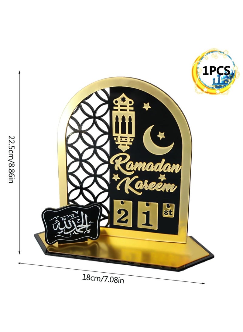 Eworld Ramadan Wooden Advent Calendar, Elegant Countdown Decoration with Acrylic Craft Ornaments for Home, Eid Celebrations, and Kids' Gifts, Featuring a 30-Day Countdown  - Image 2