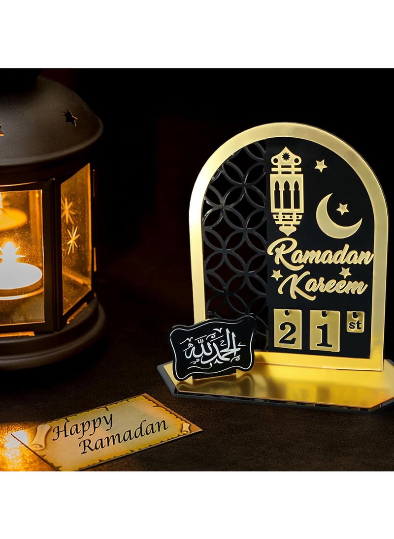 Eworld Ramadan Wooden Advent Calendar, Elegant Countdown Decoration with Acrylic Craft Ornaments for Home, Eid Celebrations, and Kids' Gifts, Featuring a 30-Day Countdown  - Image 3