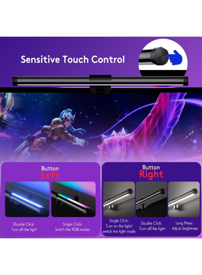 Noorly RGB Monitor Light Bar, Dimmable LED Gaming Screen Light, Eye Care Computer Monitor Lamp for Office Home Gaming Desk, Wire-controlled Screen Monitor Light - Image 2