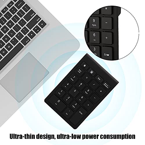 Sanpyl 22 Keys Numeric Keypad, Bluetooth Mini Keyboard, Portable Mini Financial Accounting Rechargeable Number Pad, for Laptop Desktop, PC(Black) - Image 3
