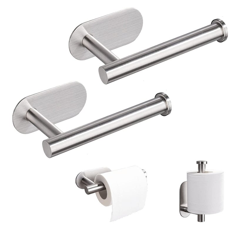 Aobvrey 2 PCS Toilet Paper Holder Premium SUS304 Stainless Steel Rustproof Wall Mounted Toilet Roll Holder No Drilling Toilet Tissues Holder for Bathroom Washroom Kitchen