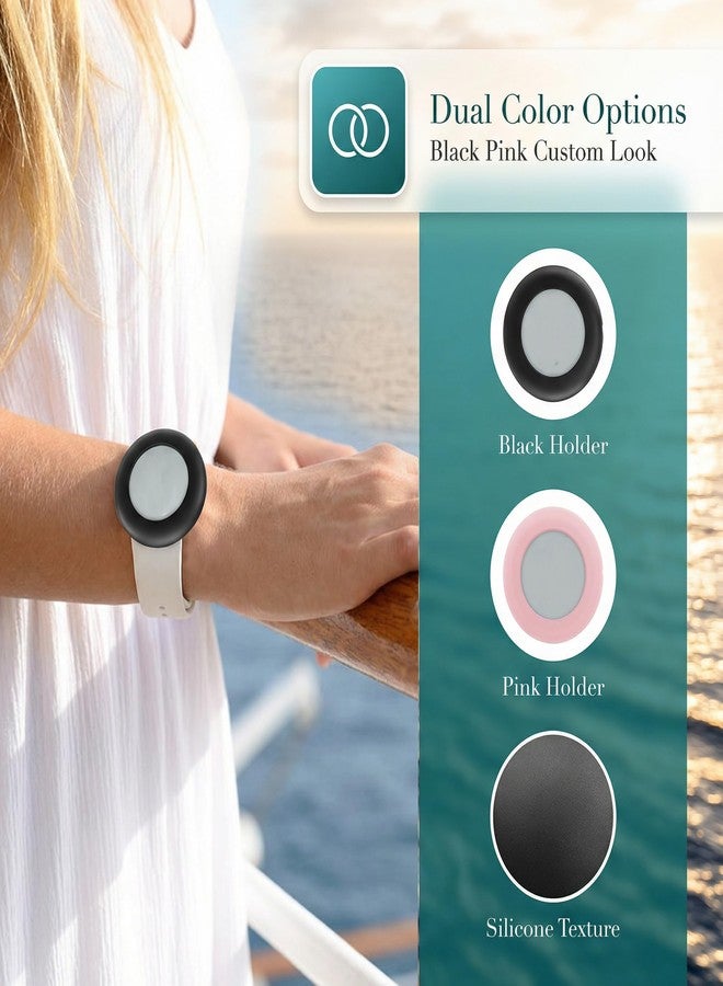 Bmpzery 2pcs Haves Holder Compatible with Princess Cruises Medallion Line in 2024 & 2025, Silicone Ocean Medallion Clip Attachment, Also for Apple Airtag Dog Collar Holder(Black & Pink) - Image 5