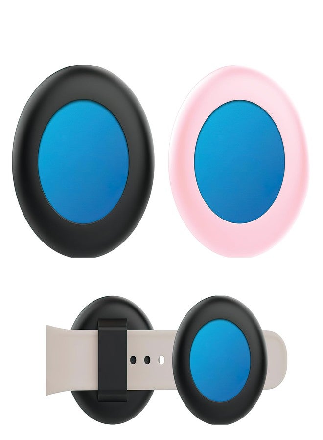 Bmpzery 2pcs Haves Holder Compatible with Princess Cruises Medallion Line in 2024 & 2025, Silicone Ocean Medallion Clip Attachment, Also for Apple Airtag Dog Collar Holder(Black & Pink) - Image 1
