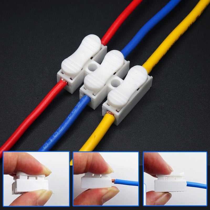 Electronicspices موصل سلك الربيع 3 طرق موصل كابل سريع التوصيل مشبك موصل طرفي لمصابيح LED وغيرها من اتصالات الأسلاك مشبك كابل كهربائي (عبوة من 20) - Image 3